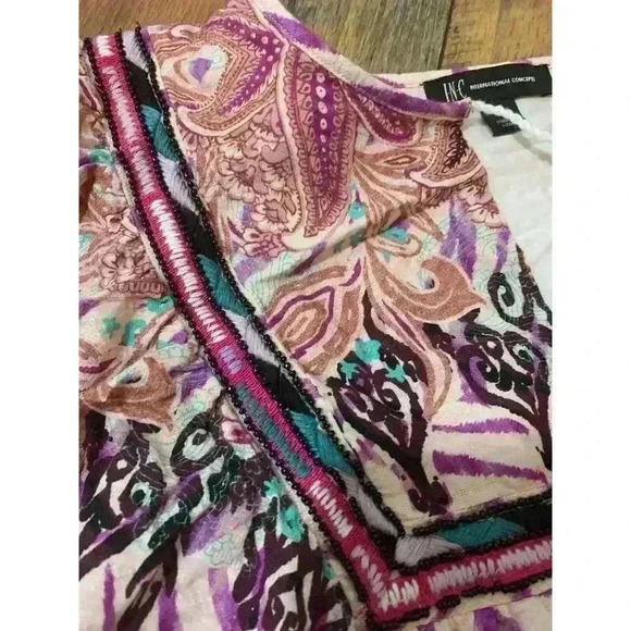 Inc Inter Concepts Luxe Boho Paisley Zebra‎ Tie-Waist Mini Dress Small TORN - Picture 10 of 16